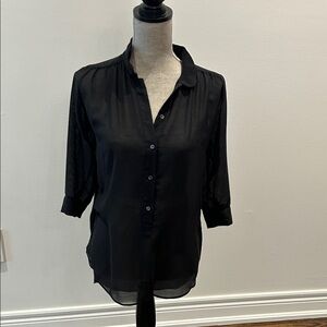 Aritzia Black Sheer Button-Down Shirt